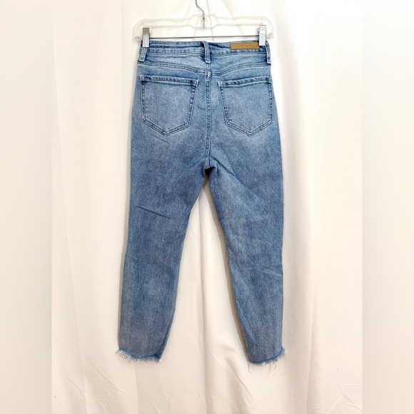 Cello High Rise Straight Leg Destroyed Ankle Length Jeans With Distressed Hem - Picture 7 of 11